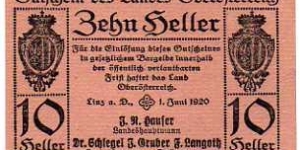 *NOTGELD*__10 Heller__01.06.1920__Linz Banknote