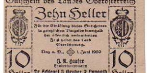 *NOTGELD*__10 Heller__01.06.1920__Linz  Banknote