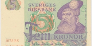 1978 Sweden 5 Krona Banknote