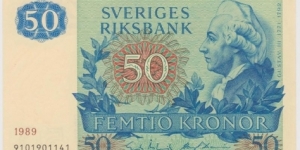 1989 Sweden 50 Krona Banknote