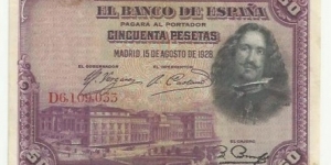 Spain Banknotes 50 Pesetas 1928 Banknote