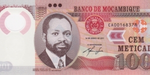 Mozambique PNew (100 meticais 16/6-2011) (Polymer) Banknote