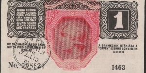 Fiume PS101a 1 krona 1916 (1921) Banknote