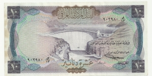 Iraq Republic-2nd Emision 10 Dinars(Large Dam) Banknote