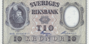 Sweden P43g (10 kronor 1959) Banknote