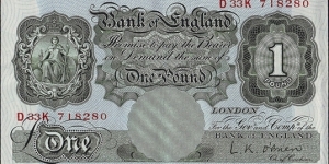 England N.D. 1 Pound.

Faulty printing in the top serial number. Banknote