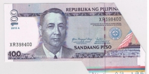 PHILIPPINES 2010-A GLORIA MACAPAGAL ADMINISTRATION ERROR CUT Banknote