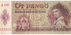5 Pengo(1939) Banknote