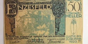 AUSTRIAN NOTGELD 50 HELLER Banknote
