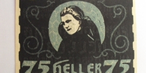 Austrian notgeld. Year: 1920. Value: 75 heller.  Banknote