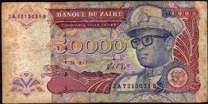 *ZAIRE*__50.000 Zaïres__pk# 40 a__24.04.1991 Banknote