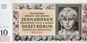10 Korun (Protectorate of Bohemia and Moravia) Banknote
