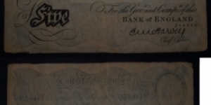 5 Pounds. Bank of England. Harvey signature. London issue. Banknote