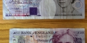 20 Pounds. GE Kentfield signature. Michael Faraday.  Banknote