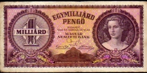1.000.000.000 Pengö__pk# 125__18.03.1946__serial R 293 / 004931 Banknote