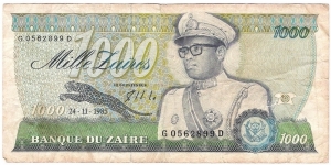 1000 Zaires(ZAIR) Banknote