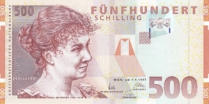 Austria P154 (500 schilling 1/1-1997) Banknote