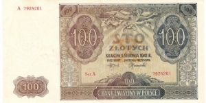 100 Zloty(Nazi Occupation-second issue) Banknote