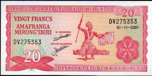 20 Francs / Amafranga__pk# 27 d __01.11.2007 Banknote