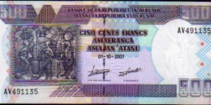 500 Francs / Amafranga__pk# 38 d__01.10.2007 Banknote