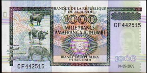 1.000 Francs / Amafranga__pk# 46__01.05.2009__size135 x 69 mm  Banknote