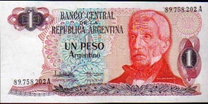 1 Peso Argentino__pk# 311 a__sign. 2__series A__1983-1984 Banknote