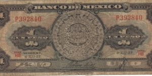 Bancode Mexico- 1 Un Peso,Serie HB, American banknote Company Banknote