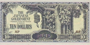 Malaya 10 Dollars (Japanese Occupation) Banknote