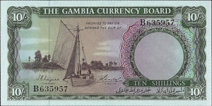 The Gambia N.D. (1965) 10 Shillings. Banknote