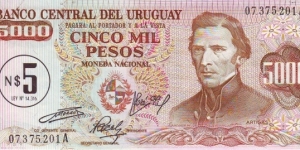  5 Pesos on 5000 Pesos Banknote