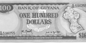 P28b - 100 Dollars
Sign 8
GOVERNOR - Archibald Livingston Meredith and MINISTER of FINANCE - Carl B. Greenidge Banknote