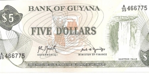 P22g - 5 Dollars
Sign 8
GOVERNOR - Archibald Livingston Meredith and MINISTER of FINANCE - Carl B. Greenidge Banknote