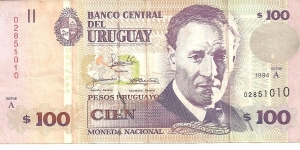 P76a - 100 Pesos Uruguayos 
Series - A Banknote