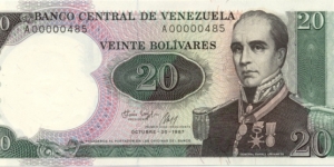 P71a - 20 Bolivares - 20.10.1987 Banknote