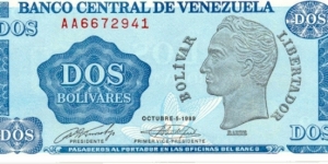 P69a - 2 Bolivares - 05.10.1989 Banknote