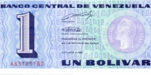 P68a - 1 Bolivar - 05.10.1989 Banknote