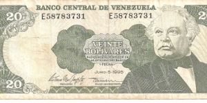 P63e - 20 Bolivares - 05.06.1995 Banknote