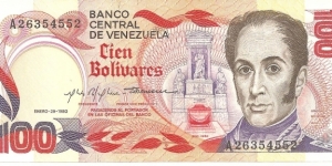 P59a - 100 Bolivares - 29.01.1980 Banknote