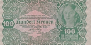 Austria P77 (100 kronen 1/2-1922) Banknote