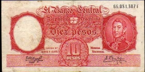 10 Pesos__
pk# 270 c__
(1954-1968) Banknote
