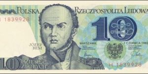 Poland 10 zlotych 1982 Banknote