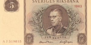 Sweden 5 kronor 1963 Banknote