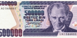 Turkey 500k lirasi 1970 Banknote