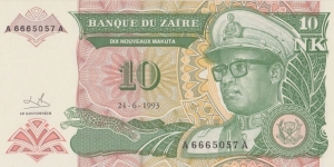 Zaïre 10 zaires 1993 Banknote