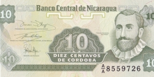 Nicaragua 10 centavos de cordoba 1991 Banknote