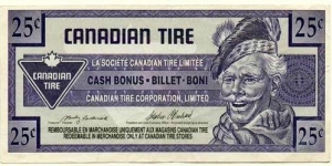 Canadian Tire - 25 Cents Banknote