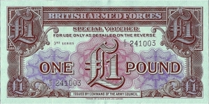 British Armed Forces N.D. 1 Pound.

Series III.

Faultily printed serial numbers. Banknote