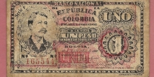 COLOMBIA 1 Peso Banco Nacional 1900 - PInzon SOLD Banknote