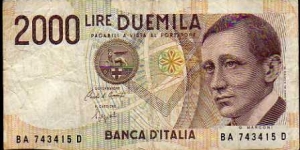 2000 Lire__
pk# 115__
sign. Ciampi/Speziali__
03.10.1990__
series: BA 743415 D Banknote