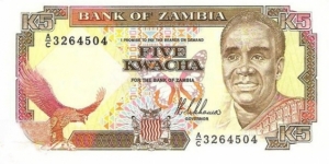 Zambia 5 Kwacha 1989 Pick 30a UNC Banknote